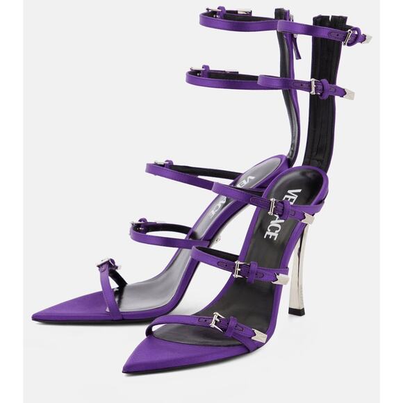 Versace Runway Pin-Point 37.5 Strappy Heel Sandals Purple Orchid NWT $1,575 - Picture 5 of 14
